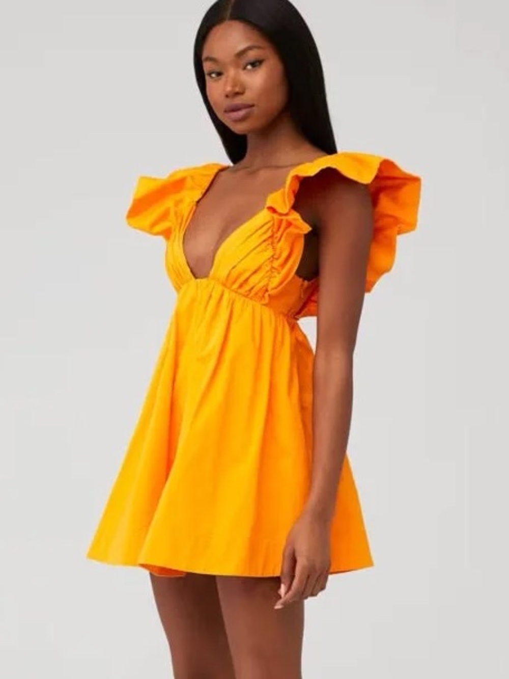 For Love & Lemons Orange Ruffle Mini Dress - Picture 4 of 4
